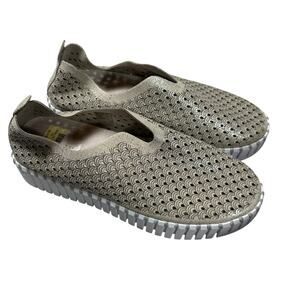 Ilse Jacobsen Silver Shimmer Perforated Shoes
